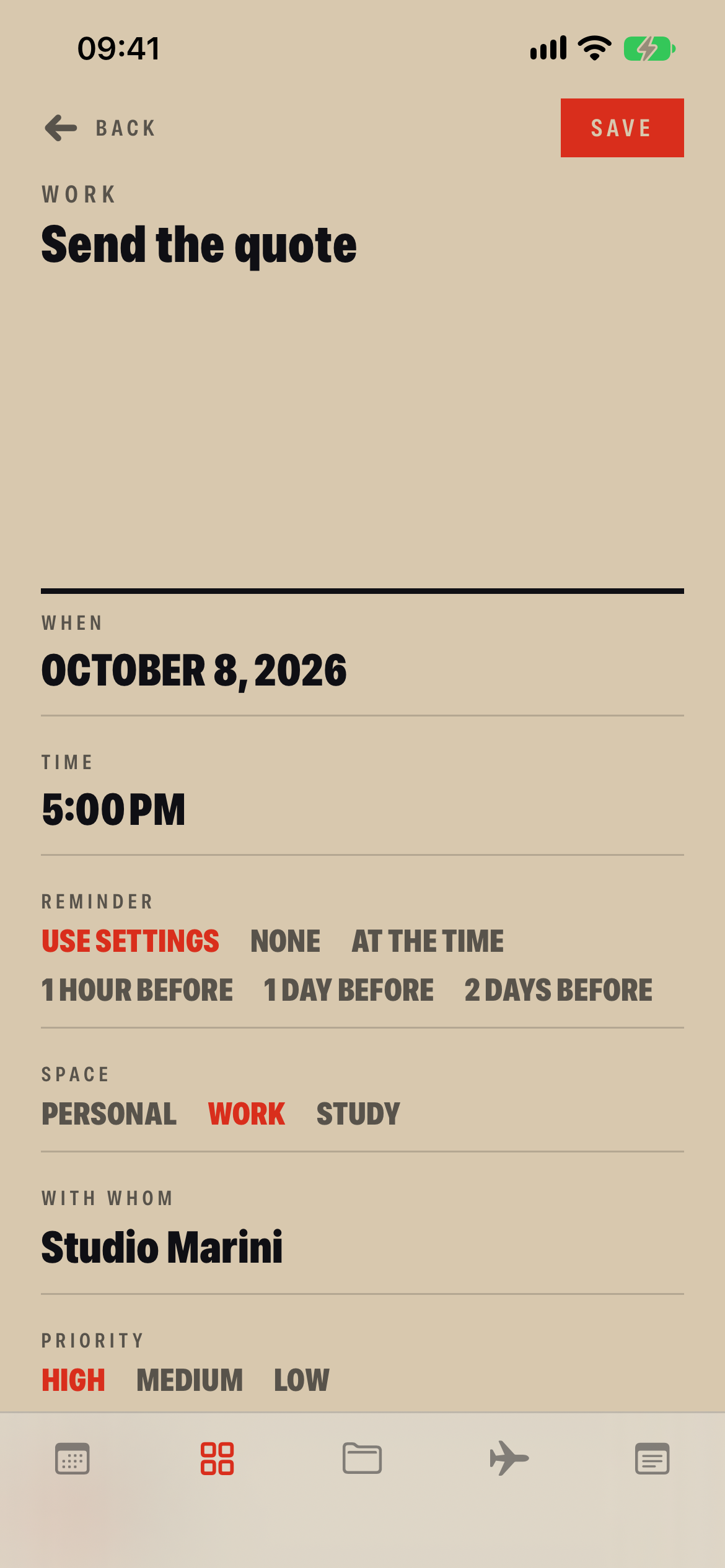 An open task