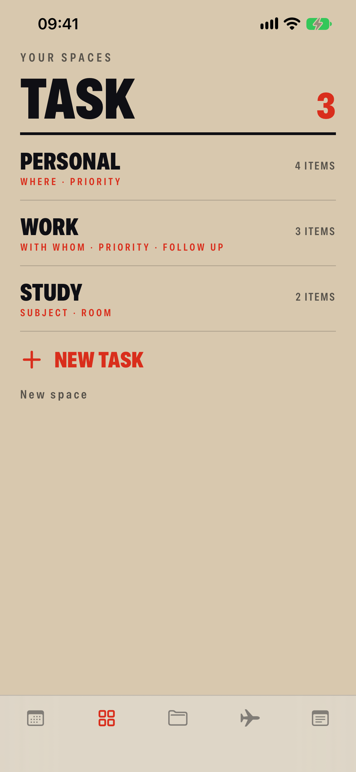 Task spaces
