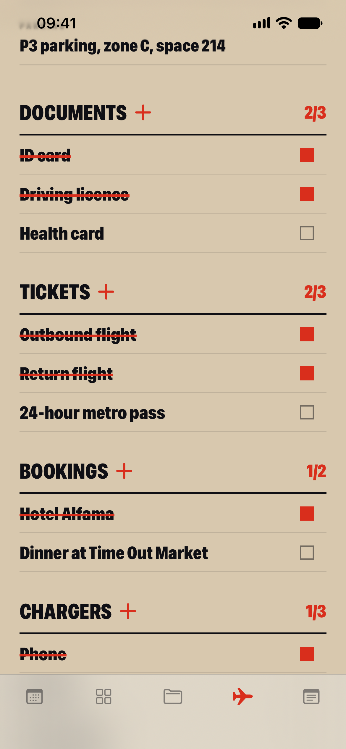 An open trip with dates, times, parking and packing list