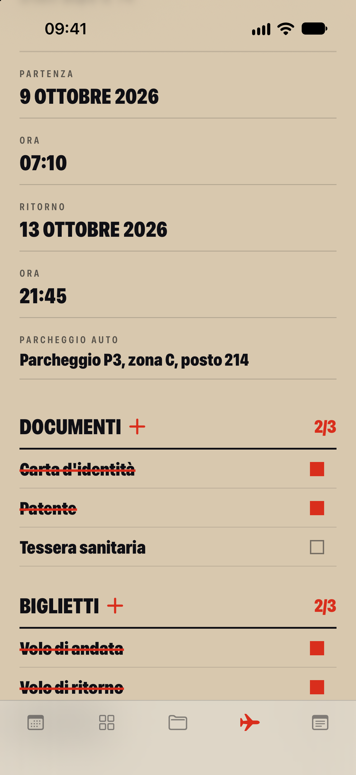 Un viaggio aperto: date, ore, parcheggio e valigia